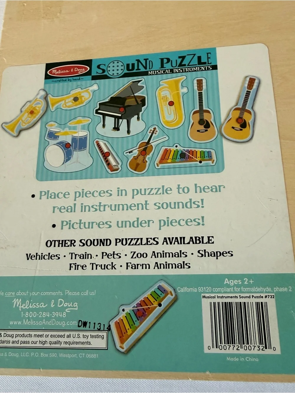 3 Wooden Puzzle Lot Melissa & Doug Sounds Farm Music Chunky ABC Numbers Kids EUC